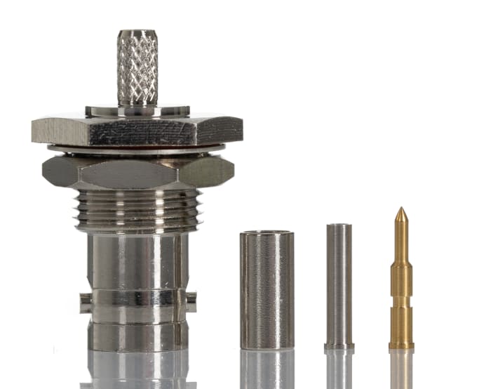 RS PRO, Jack Panel Mount BNC Connector, 50Ω, Crimp Termination, Straight Body