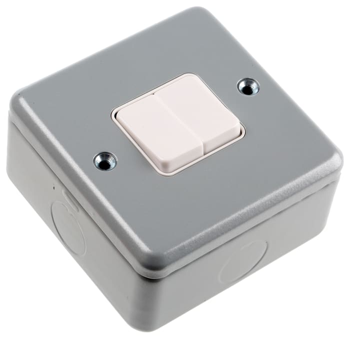 MK Electric Silver Metal Clad Switch, 2 Way, 2 Gang, Metalclad