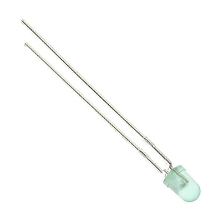 Kingbright2.5 V Green LED 3mm Through Hole, Cylindrical L-1334GT