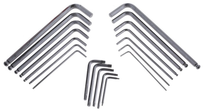 Juego de llaves hexagonales en L RS PRO de 19 piezas Imperial, Métrico de 2 → 8 mm, T6 → T25