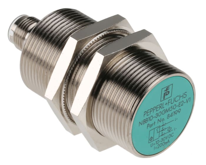 Pepperl + Fuchs Inductive Threaded Barrel Proximity Sensor, M30, 10 mm Detection, PNP NO, 5 → 36 V dc