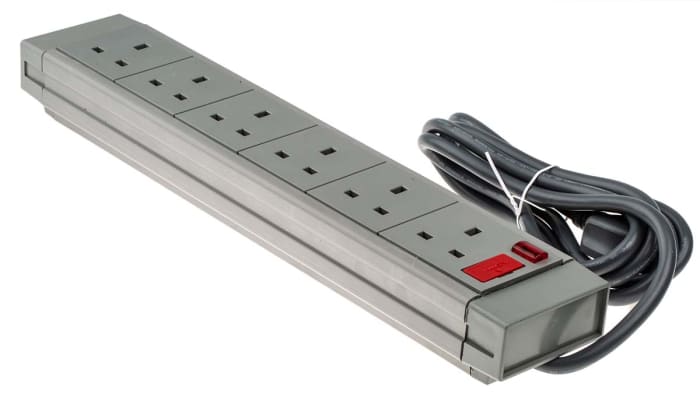 RS PRO 2m 6 Socket Type G - British Extension Lead, 230 V ac