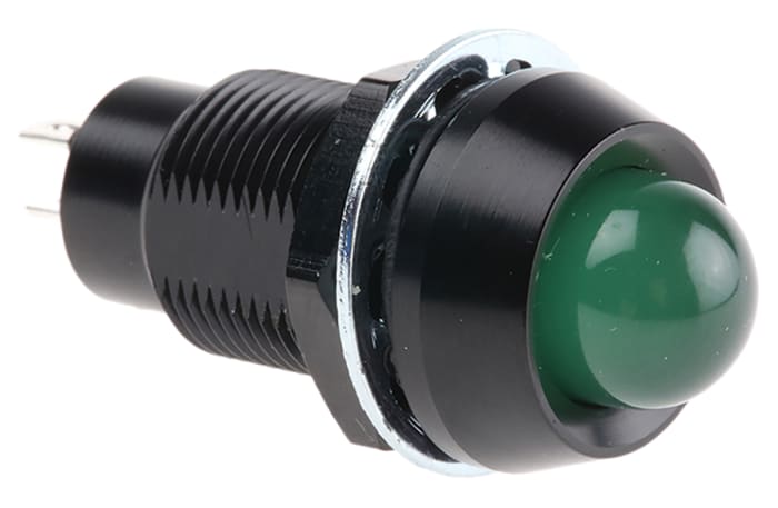 Marl Green Panel Mount Indicator, 230V ac, 12.7mm Mounting Hole Size, Solder Tab Termination, IP67