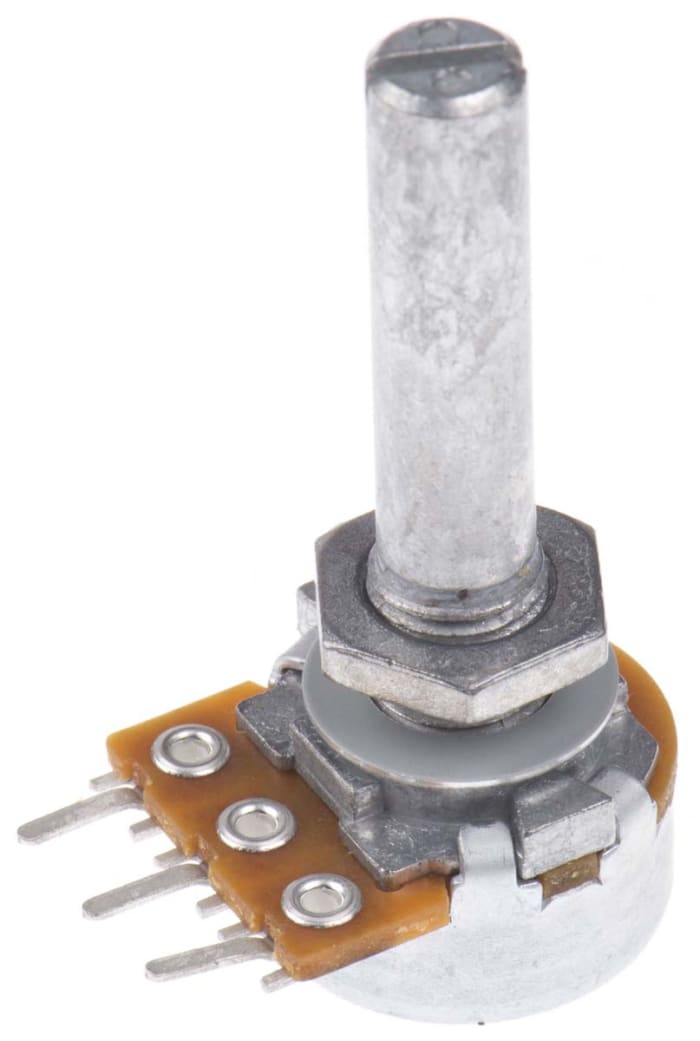Alps Alpine RK163 50kΩ Rotary Carbon Film Potentiometer, Panel Mount (Through Hole), RK1631110TV8
