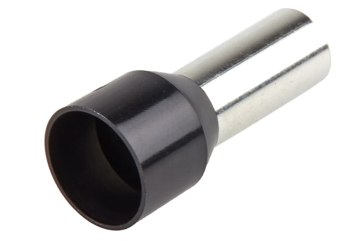 RS PRO Insulated Crimp Bootlace Ferrule, 16mm Pin Length, 7.5mm Pin Diameter, 25mm² Wire Size, Black