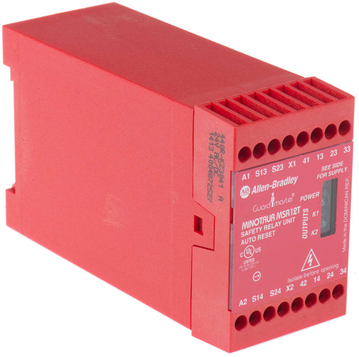 Allen Bradley Guardmaster Minotaur MSR12T Safety Relay, 24V ac/dc, Dual-Channel, 3 Safety Contacts