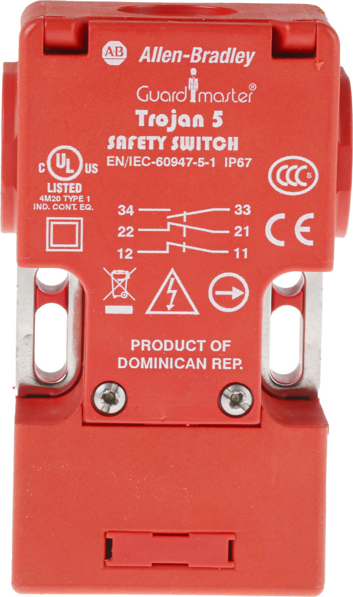 Allen Bradley Guardmaster 440K Safety Interlock Switch, 2NC/1NO, Keyed Actuator Included, Glass Filled PBT