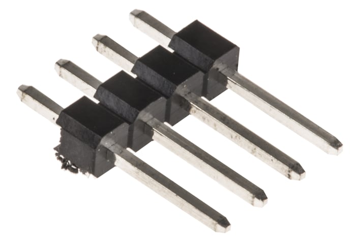 Kolíkový konektor, počet kontaktů: 4, počet řad: 1, rozteč: 2.54mm izolace pájením, orientace těla: Pravý úhel, 7.0mm,