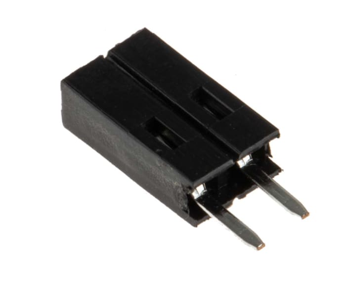 RS PRO Straight Through Hole Mount PCB Socket, 2-Contact, 1-Row, 2.54mm Pitch, Solder Termination