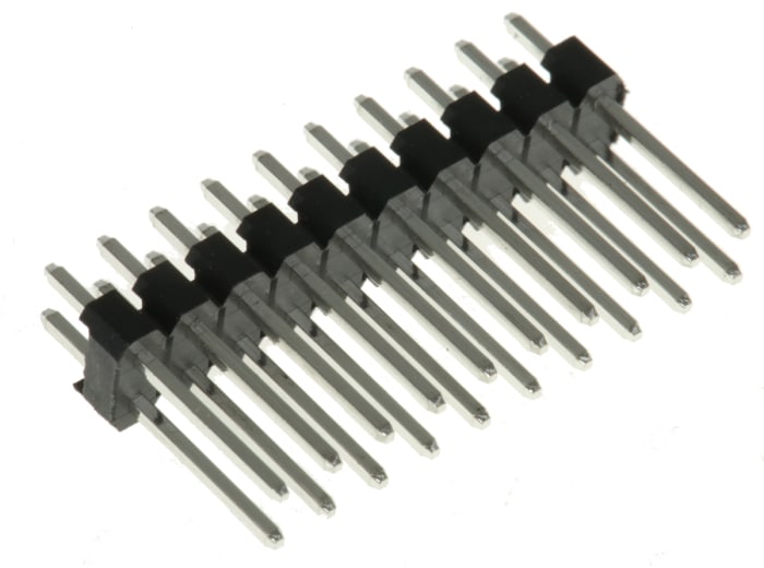 RS PRO Straight Through Hole Pin Header, 20 Contact(s), 2.54mm Pitch, 2 Row(s), Unshrouded
