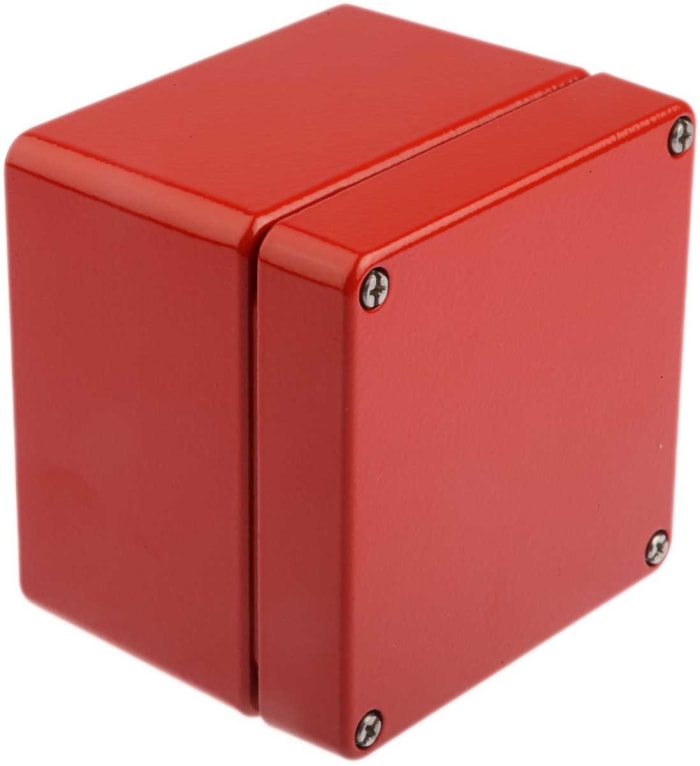 Rose Aluminium Standard Series Red Die Cast Aluminium Enclosure, IP66, Red Lid, 100 x 100 x 81mm