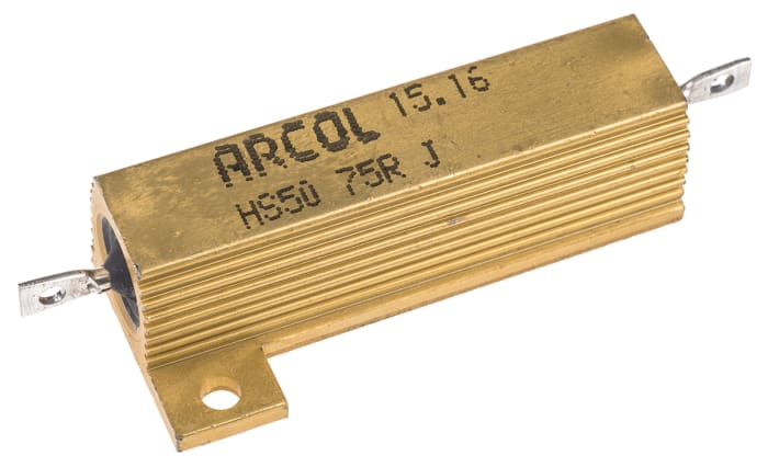 HS50 75R J Arcol | Arcol HS50 75R J, 75 Ω 50 W Wirewound Chassis Mount ...