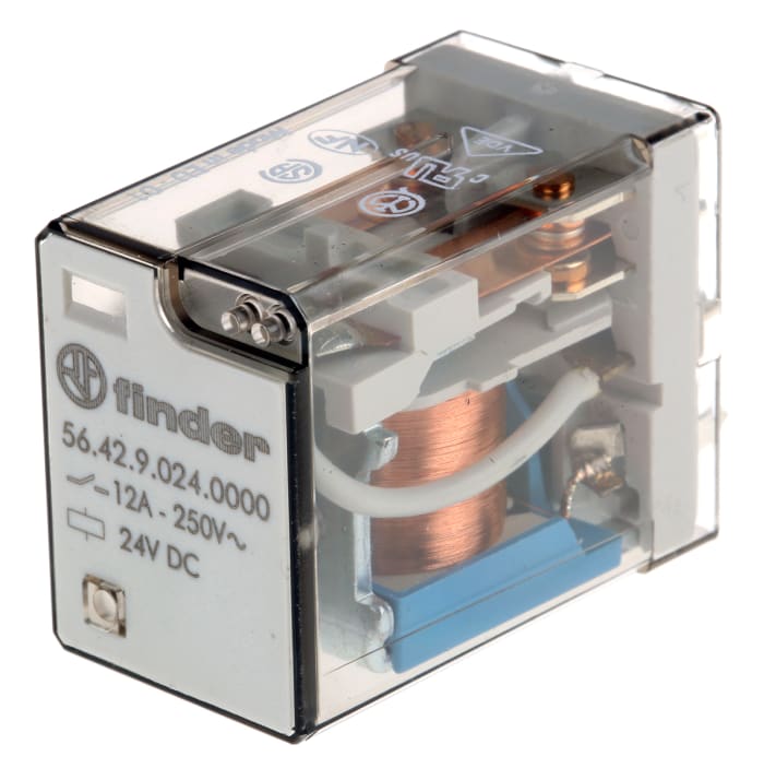 Relais de puissance Finder 56 Series, 2 RT, bobine 24V c.c. Montage sur CI 1W