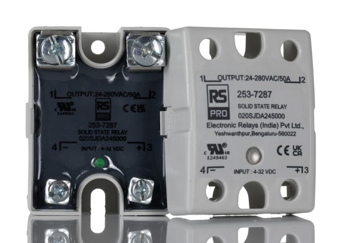 Relais statique RS PRO, 50 A, Montage sur panneau, Montage en surface, 32 V c.c., 480 V rms