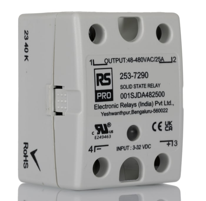 RS PRO Solid State Relay, 25 Amps Load, Panel Mount, Surface Mount, 480 V rms Load, 32 V dc Control