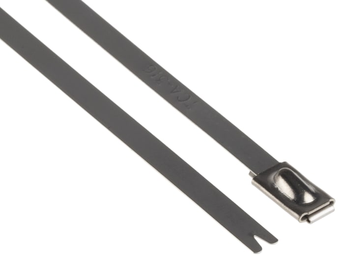 Brida HellermannTyton MBT14S de Acero Inoxidable 316, 362mm x 4,6 mm, Cierre por bola
