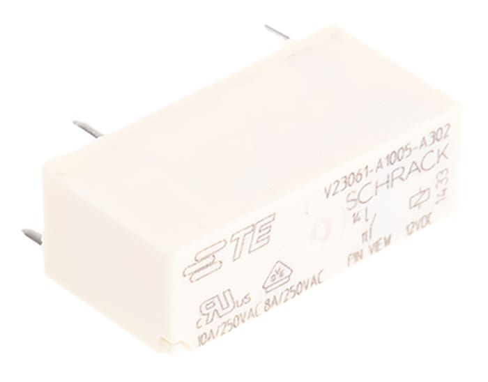 TE Connectivity PCB Mount Power Relay, 12V dc Coil, 8A Switching Current, SPST