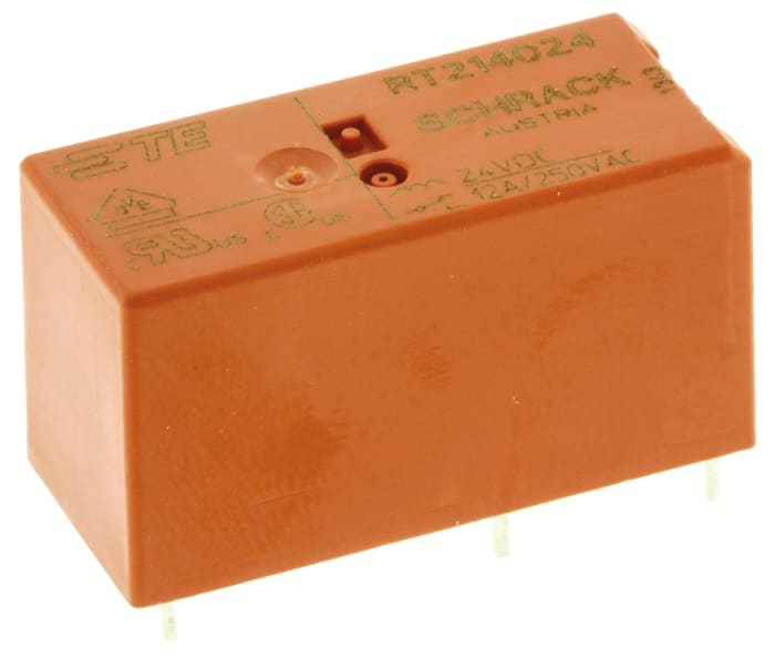 TE Connectivity PCB Mount Power Relay, 24V dc Coil, 12A Switching Current, SPDT
