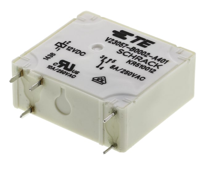 TE Connectivity PCB Mount Non-Latching Relay, 12V dc Coil, 8A Switching Current, SPDT