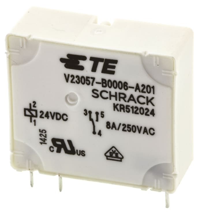 Relais de puissance TE Connectivity Card E, 1 RT, bobine 24V c.c. Montage sur CI 480mW