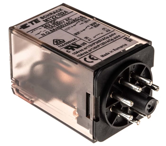 TE Connectivity Plug In Power Relay, 24V dc Coil, 10A Switching Current, DPDT