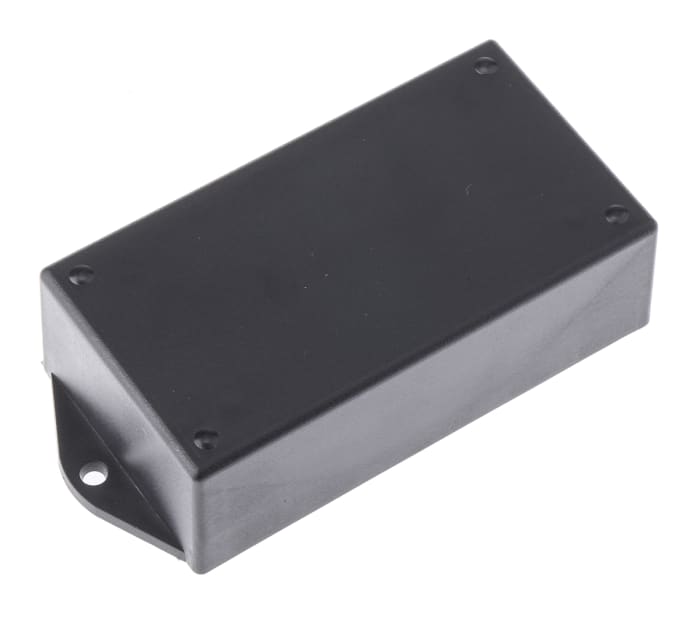 Pactec Black ABS Enclosure, Flanged, Black Lid, 143.76 x 65.53 x 37.08mm