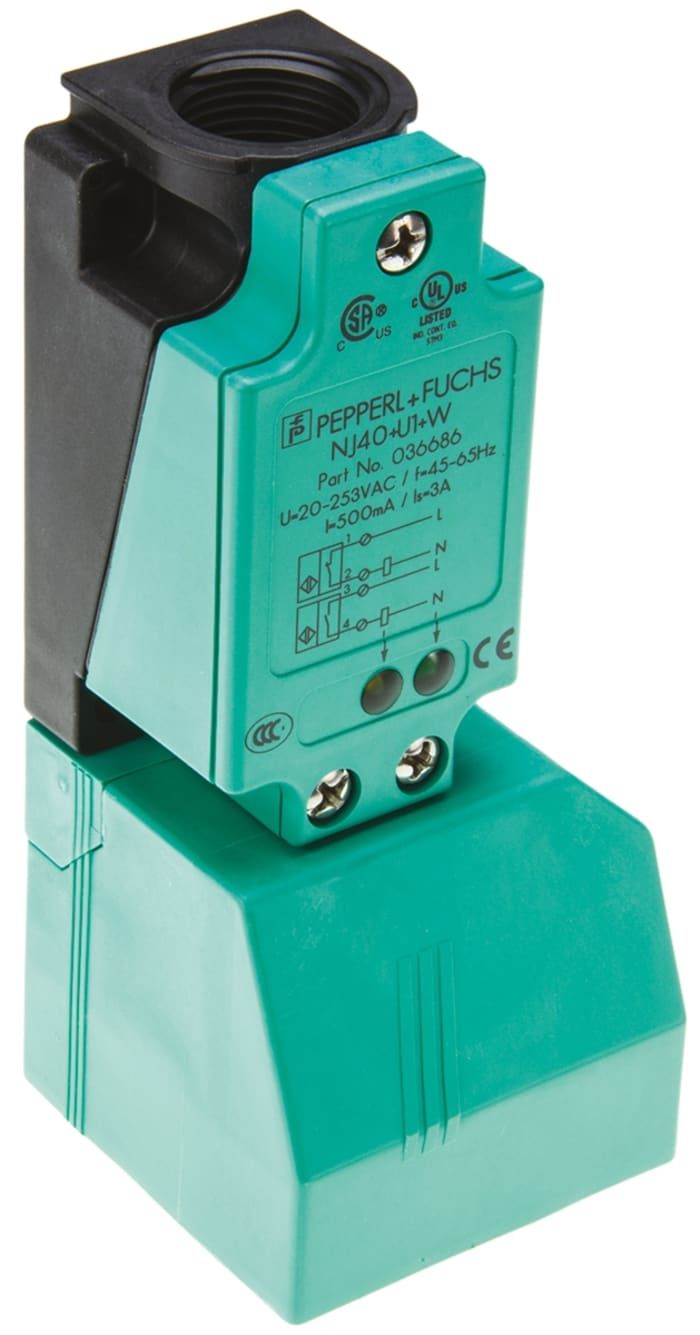 Pepperl + Fuchs Block Proximity Sensor, 40 mm Detection, 20 → 253 V ac