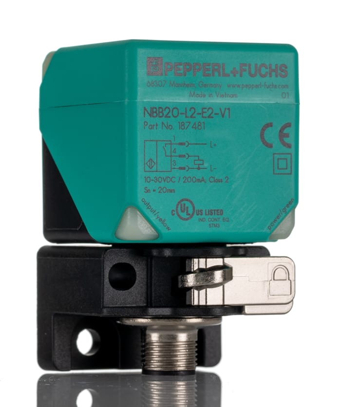 Pepperl + Fuchs Inductive Block Proximity Sensor, M12, 20 mm Detection, PNP NO, 10 → 30 V dc