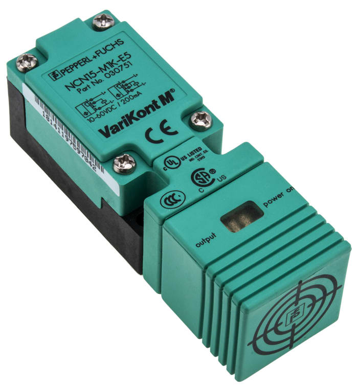 Pepperl + Fuchs Block-Style Proximity Sensor, 15 mm Detection, PNP Output, 10 → 60 V dc, IP67