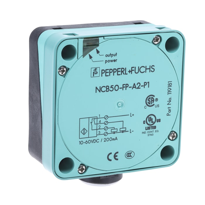 Pepperl + Fuchs Inductive Block Proximity Sensor, 50 mm Detection, PNP NO+NC, 10 → 60 V dc