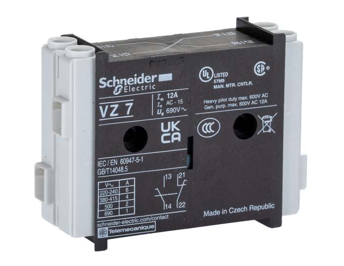 Contacto auxiliar Schneider Electric TeSys VZ7, terminal: roscado, 1NC + 1NA