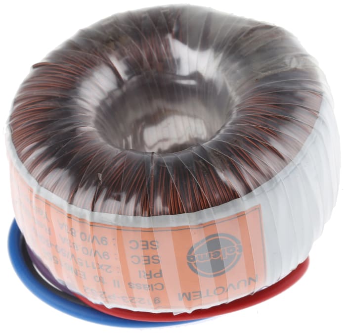 Toroidní transformátor, počet výstupů: 2, sekundární napětí: 2 x 9V ac, 60 (Dia.) x 31mm