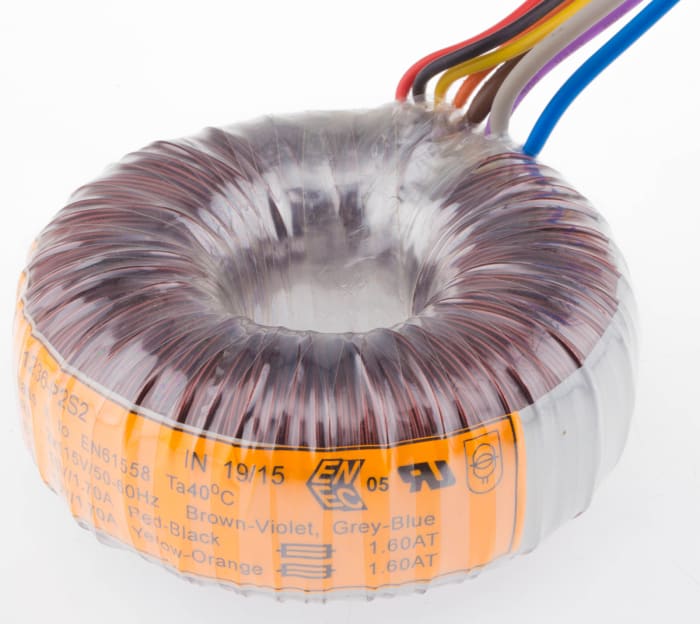 Nuvotem Talema 115 V ac, 230 V ac, 2 x 15V ac Toroidal Transformer, 50VA 2 Output