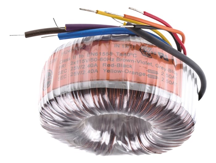 Nuvotem Talema 115 V ac, 230 V ac, 2 x 25V ac Toroidal Transformer, 120VA 2 Output