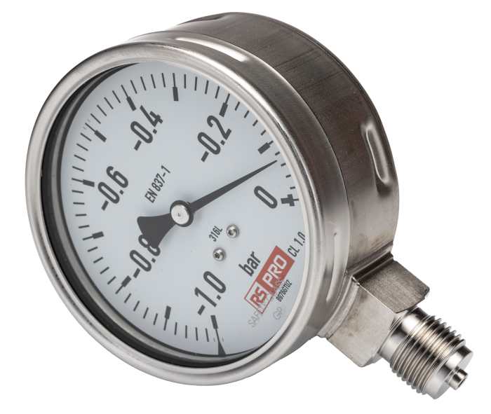 Manomètre RS PRO, -1bar à 0bar, raccord G 1/2, Ø cadran 100mm