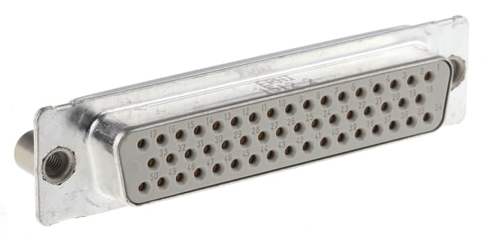 Provertha TMC 50 Way Through Hole D-sub Connector Socket, 2.84mm Pitch, with M3 Inserts