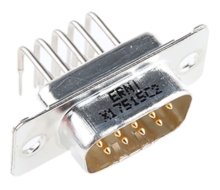 Provertha TMC 9 Way Right Angle Through Hole D-sub Connector Plug, 2.54mm Pitch
