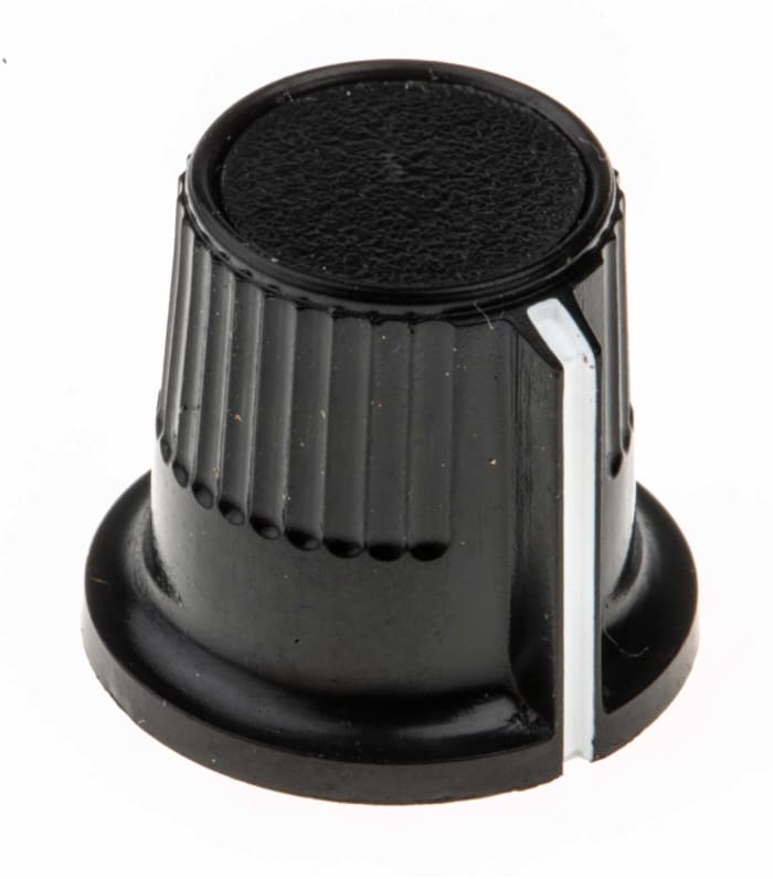 RS PRO 12mm Black Potentiometer Knob for 4mm Shaft Splined
