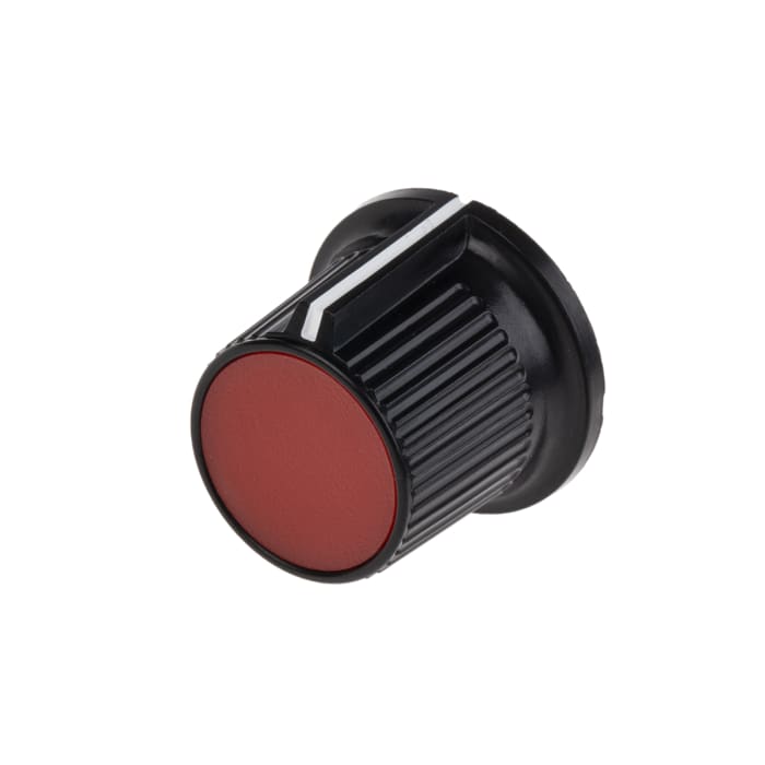 RS PRO 21mm Black, Red Potentiometer Knob for 6.35mm Shaft Splined
