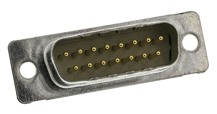 Provertha TMC 15 Way Panel Mount D-sub Connector Plug, 2.77mm Pitch