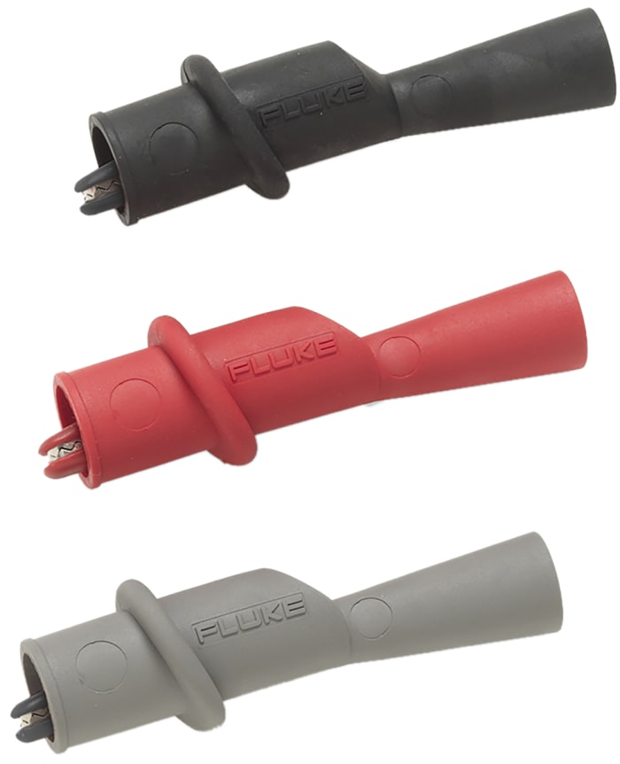 Fluke Crocodile Clip 2 mm Connection, Nickel-Plated Steel Contact, 10A, Black, Grey, Red