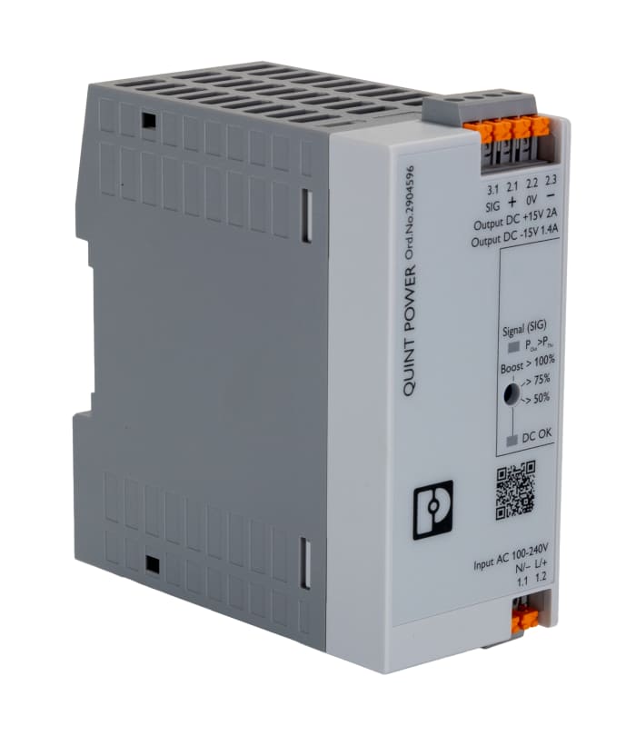 Alimentation pour rail DIN Phoenix Contact, série QUINT4-PS/1AC/2X15DC/2/PT, 15V c.c.out 2A, 100W