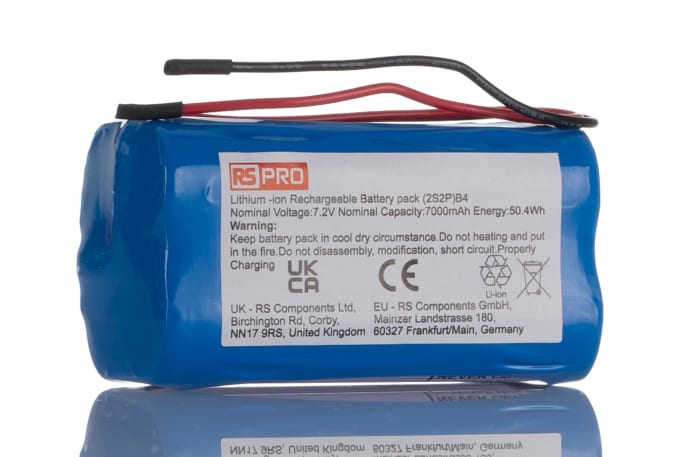 RS PRO | RS PRO 7.2 V Lithium-ion Rechargeable Battery Pack, 7 Ah ...
