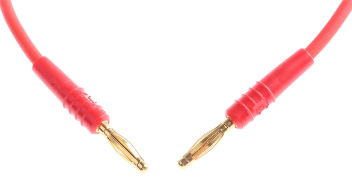 Staubli 2 mm Connector Test Lead, 10A, 30 V ac, 60V dc, Red, 450mm Lead Length