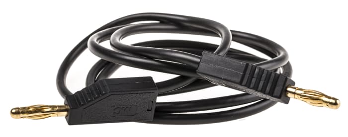 Cable de prueba con conector de 4 mm Staubli de color Negro, Macho-Macho, 30 V ac, 60V dc, 32A, 1m