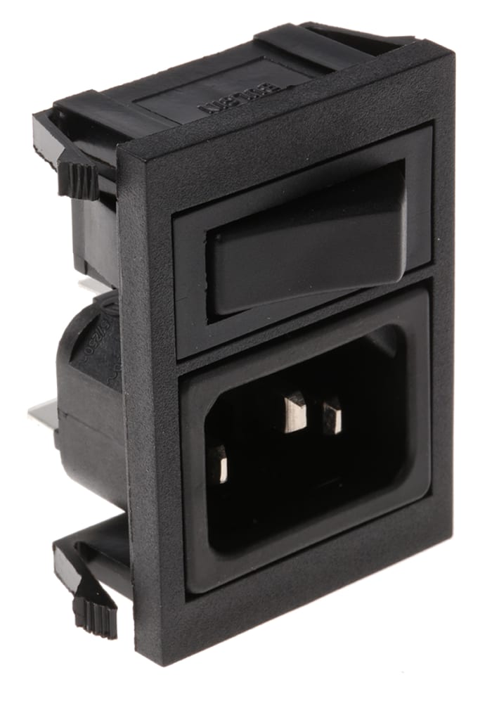 Bulgin C14 Snap-In IEC Connector Male, 10A, 250 V