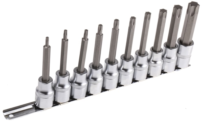 RS PRO 10-Piece 1/2 in Bit Socket Set, Torx Bit