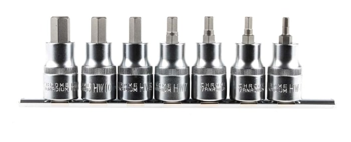 RS PRO 7-Piece Metric 1/2 in Bit Socket Set , Hex Bit