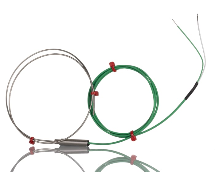 Thermocouple à isolation minérale RS PRO type K Ø 1.5mm, L 500mm, +1100°C max à Raccord dénudé