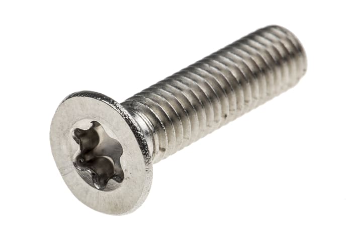 RS PRO Hexalobular Recess Countersunk A2 304 Stainless Steel Machine Screw ISO 14581 M6 x 25mm